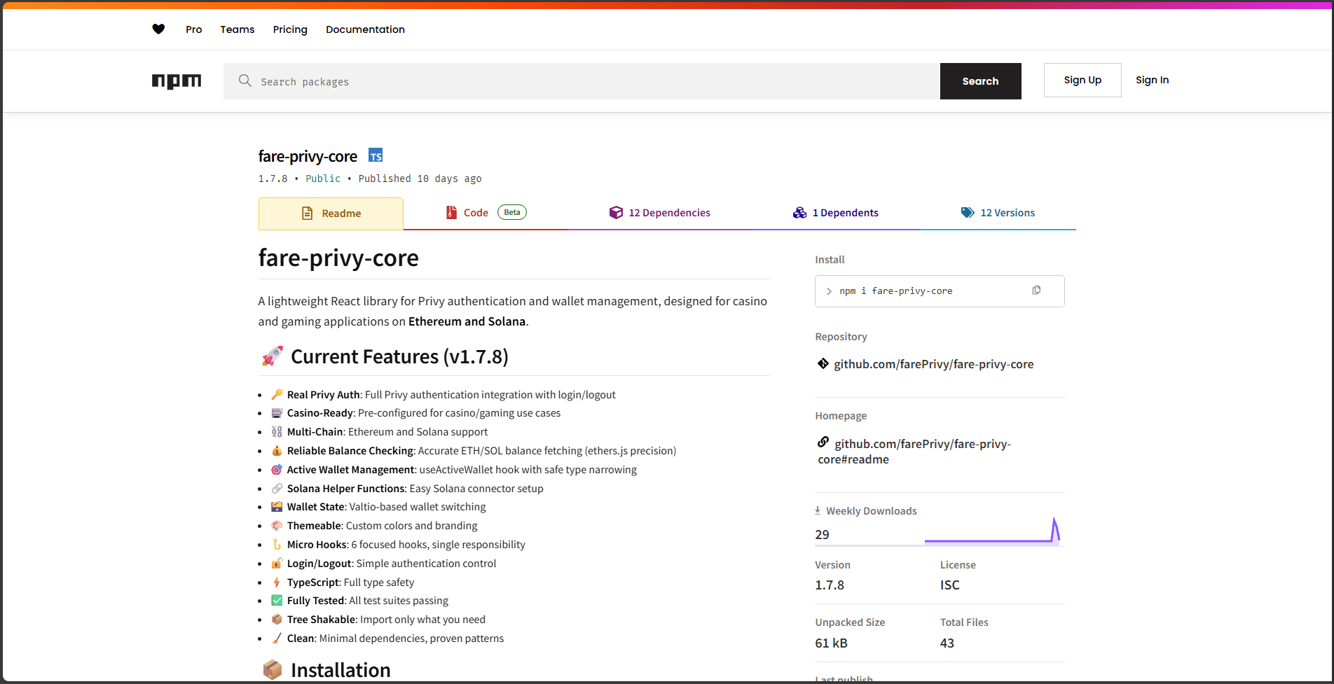 Fare Privy NPM